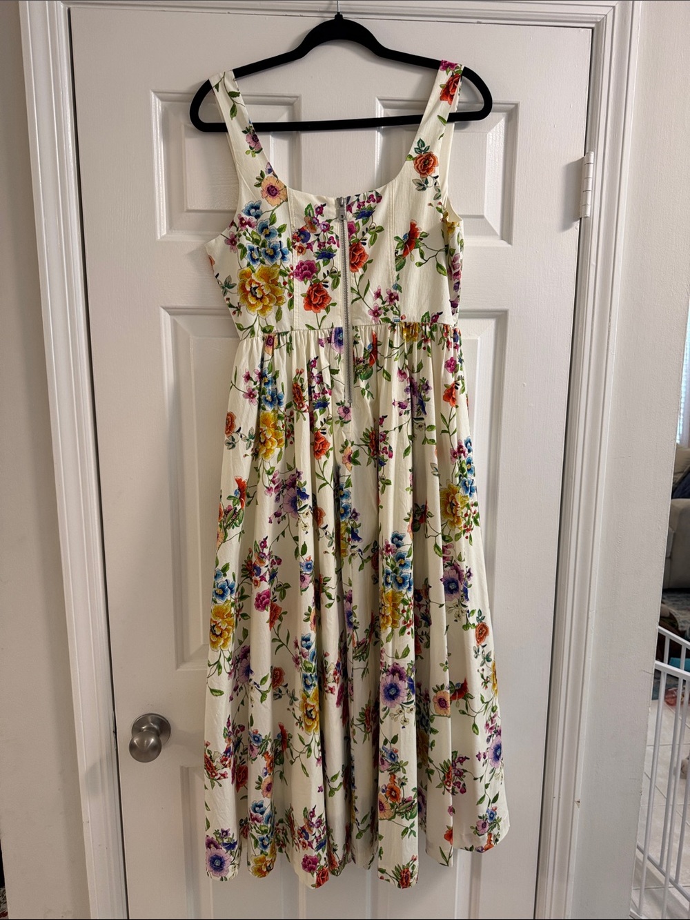 7 For All Mankind Cream Floral Midi Dress - Picture 4 of 4